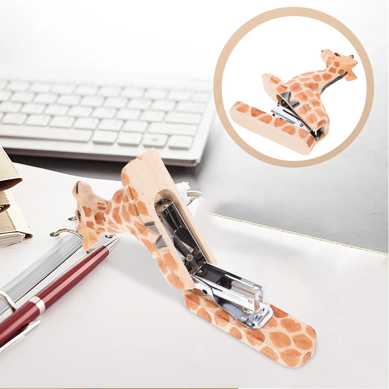 Animal Stapler Wood Paper Stapling Tool Small Reusable for Office Decor Animals