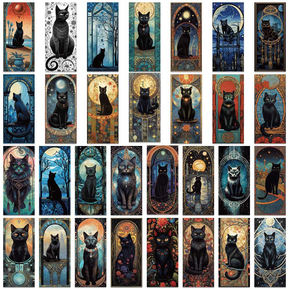10/30/60 قطعة خمر القط الأسود بطاقة الكتابة على الجدران ملصقات الكرتون الإبداعية القوطية الشارات DIY بها بنفسك محمول الهاتف سجل القصاصات ملصق التعبئة #5