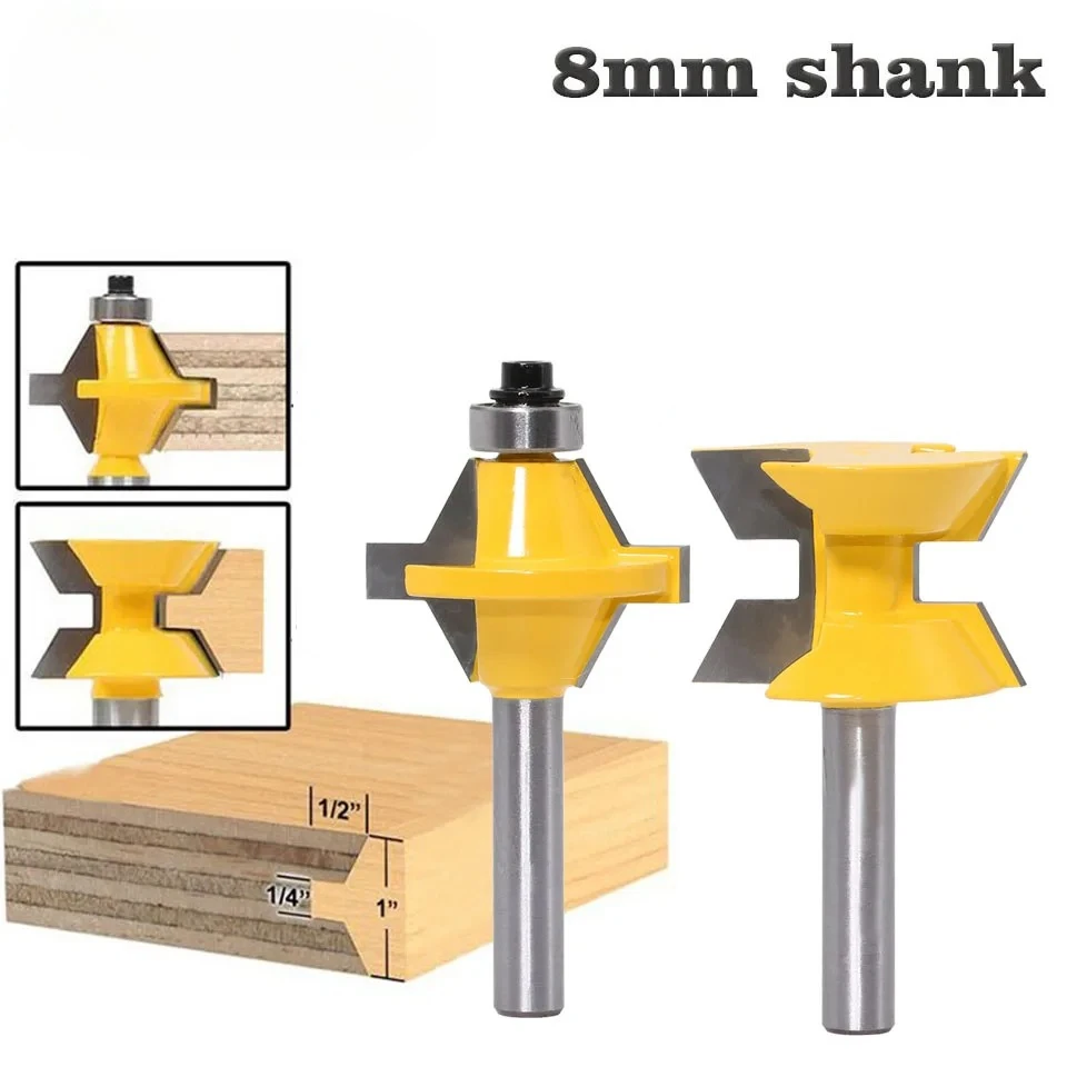 

2Pcs 8mm" Shank Router Bit Set 120 Degree Woodworking Groove Chisel Cutter Tool