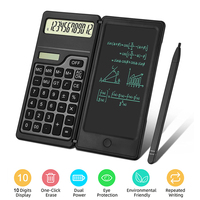 2 in 1 Foldable Scientific Calculators 12 Digits LCD Display With 6 Inch LCD Writing Tablet Support Stylus Pen Erase Button Lock