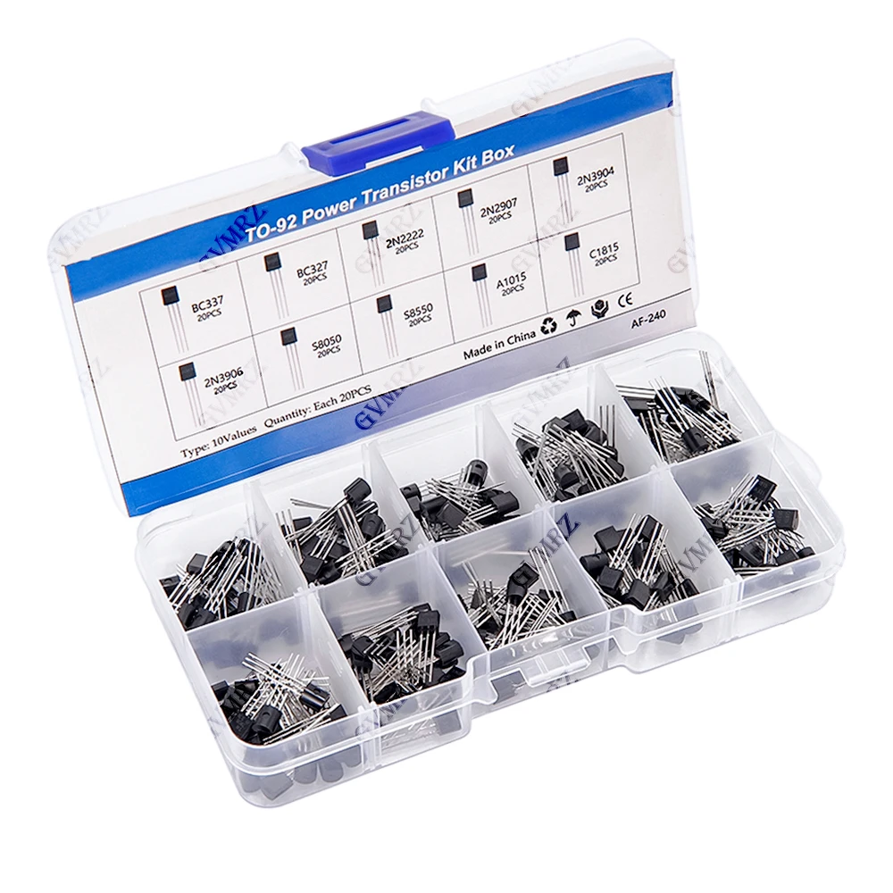 200PCS 10Values TO-92 Power Transistor Kit (BC337/2N2222/S8050 etc.) for Arduino DIY Electronic Project 2N3904 2N3906 A1015