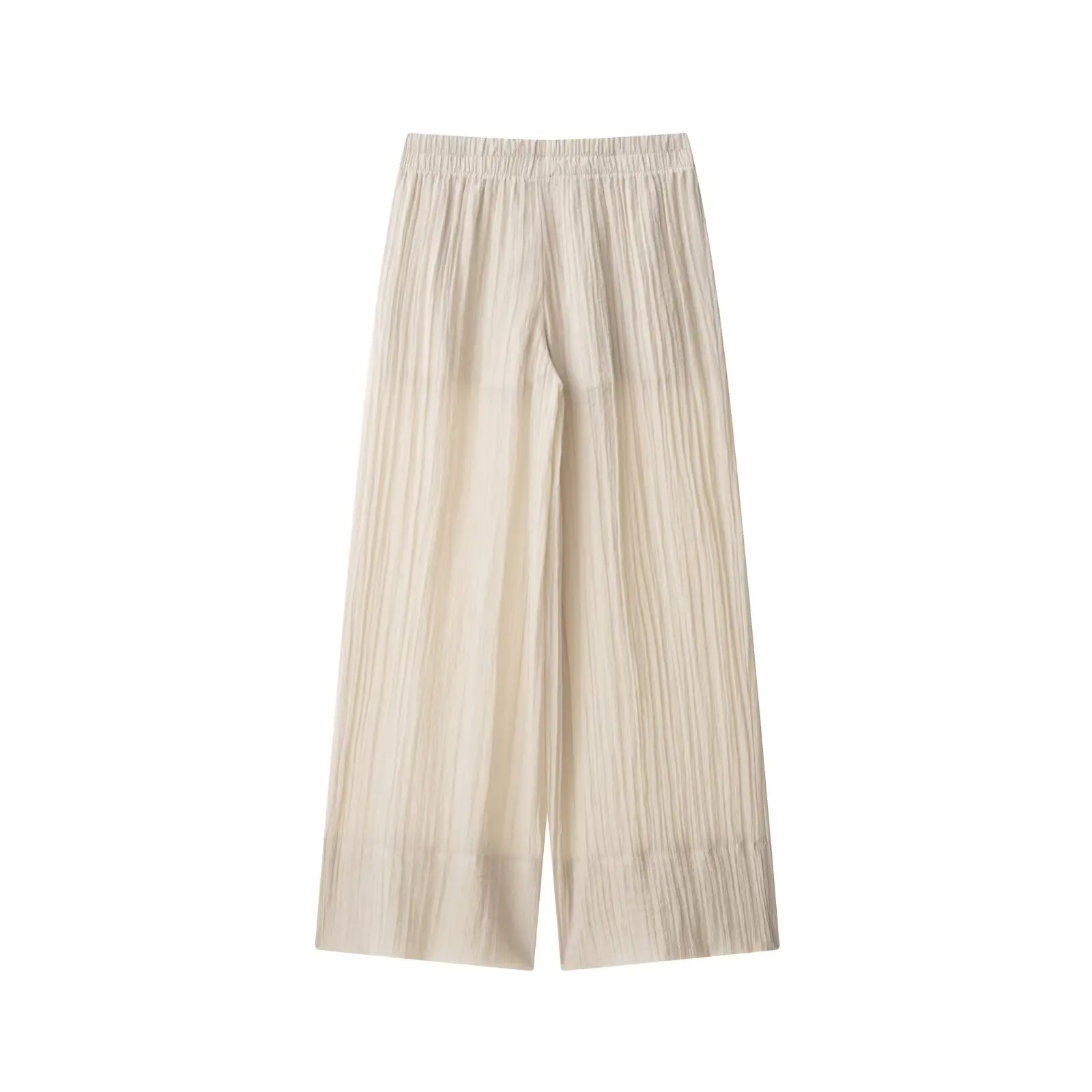 

NINE ZA Women's Pleated Effect Semi-Transparent irt Wide Leg Pants Set Long Sve V-Ne Button Closure Faion Ensemble