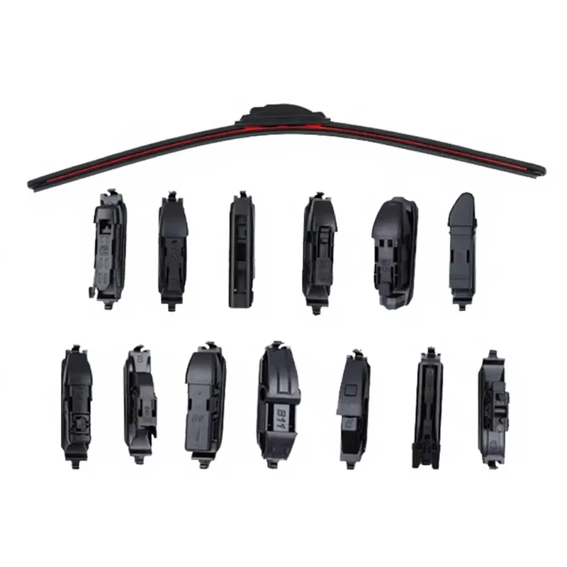 Multi-function Hybrid Wiper Boneless Universal Fit Car Wiper Blade with 13 Adapters Natural Rubber