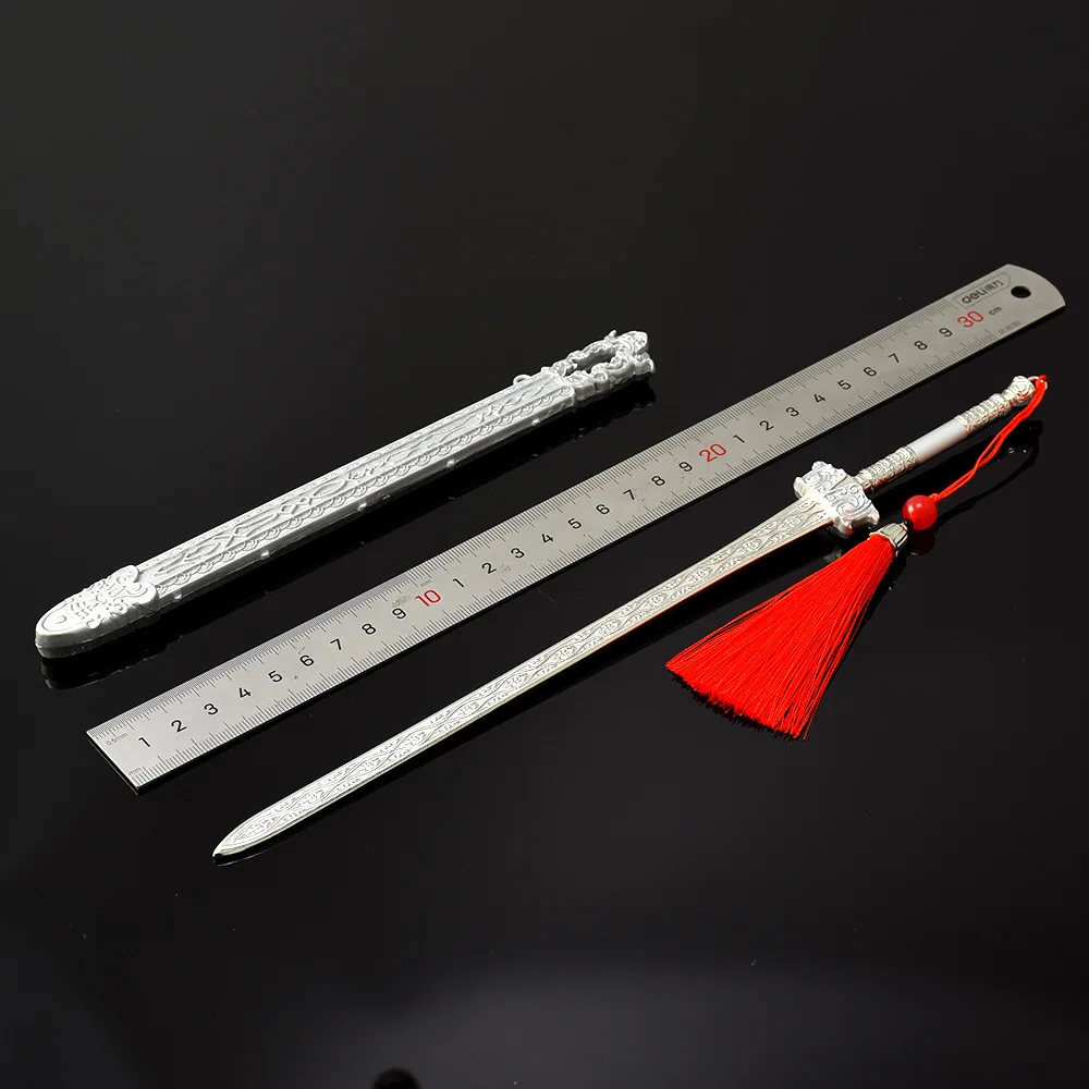 30 cm/11.81 Chinese Stijl Perifere Cool Wapen Zwaard Model Anime Beeldje met Schede Volledig Metalen Handwerk Ornament jongen Gift