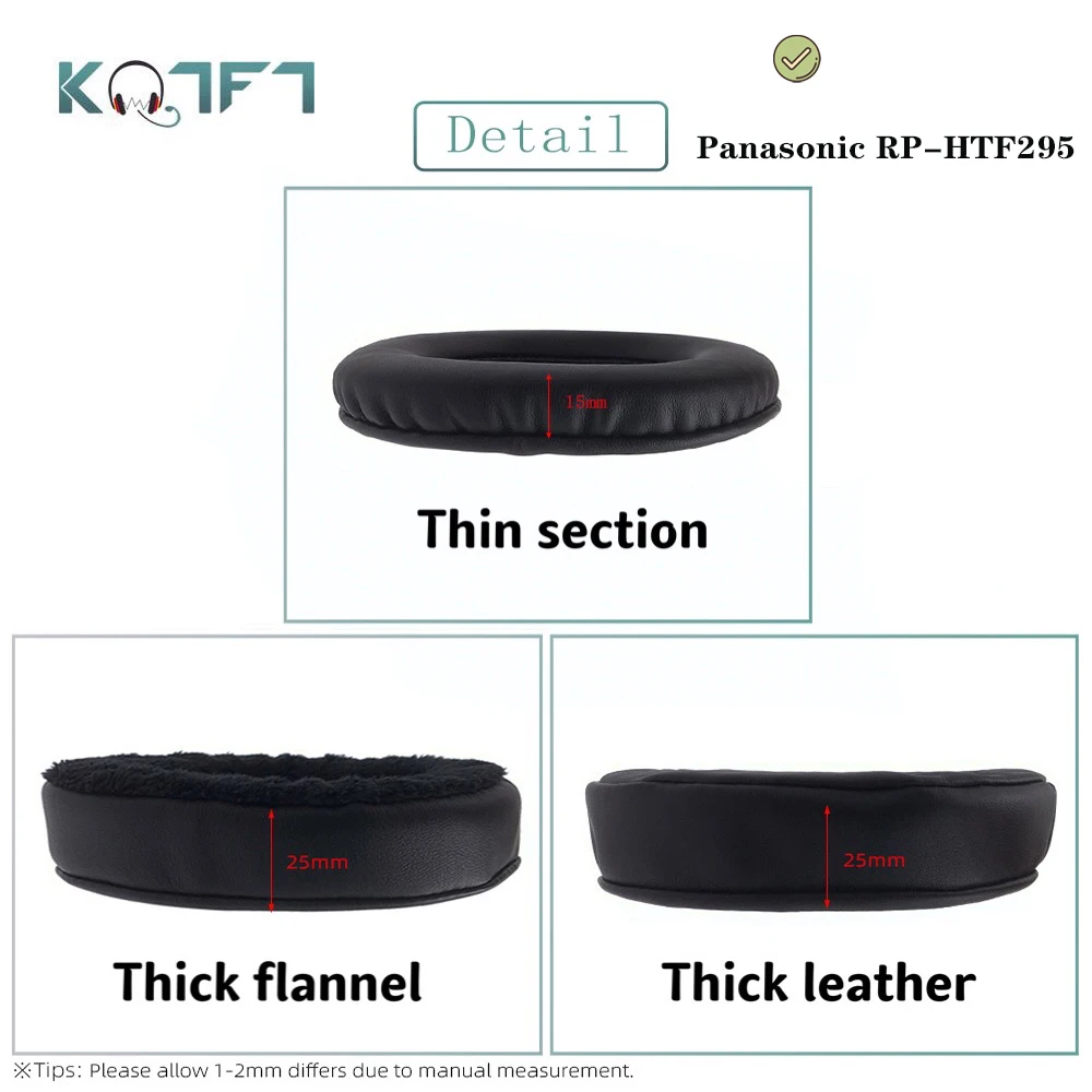 

KQTFT 1 Pair of Velvet leather Replacement EarPads for Panasonic RP-HTF295 Headset Earmuff Cover Cushion Cups