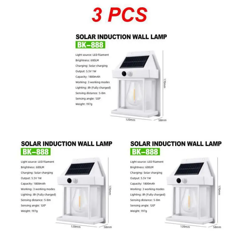 

Вольфрамовый ночник с датчиком движения, умная настенная лампа на солнечной батарее, 3 режима освещения, водонепроницаемый декоративный фонарь для двора, сада