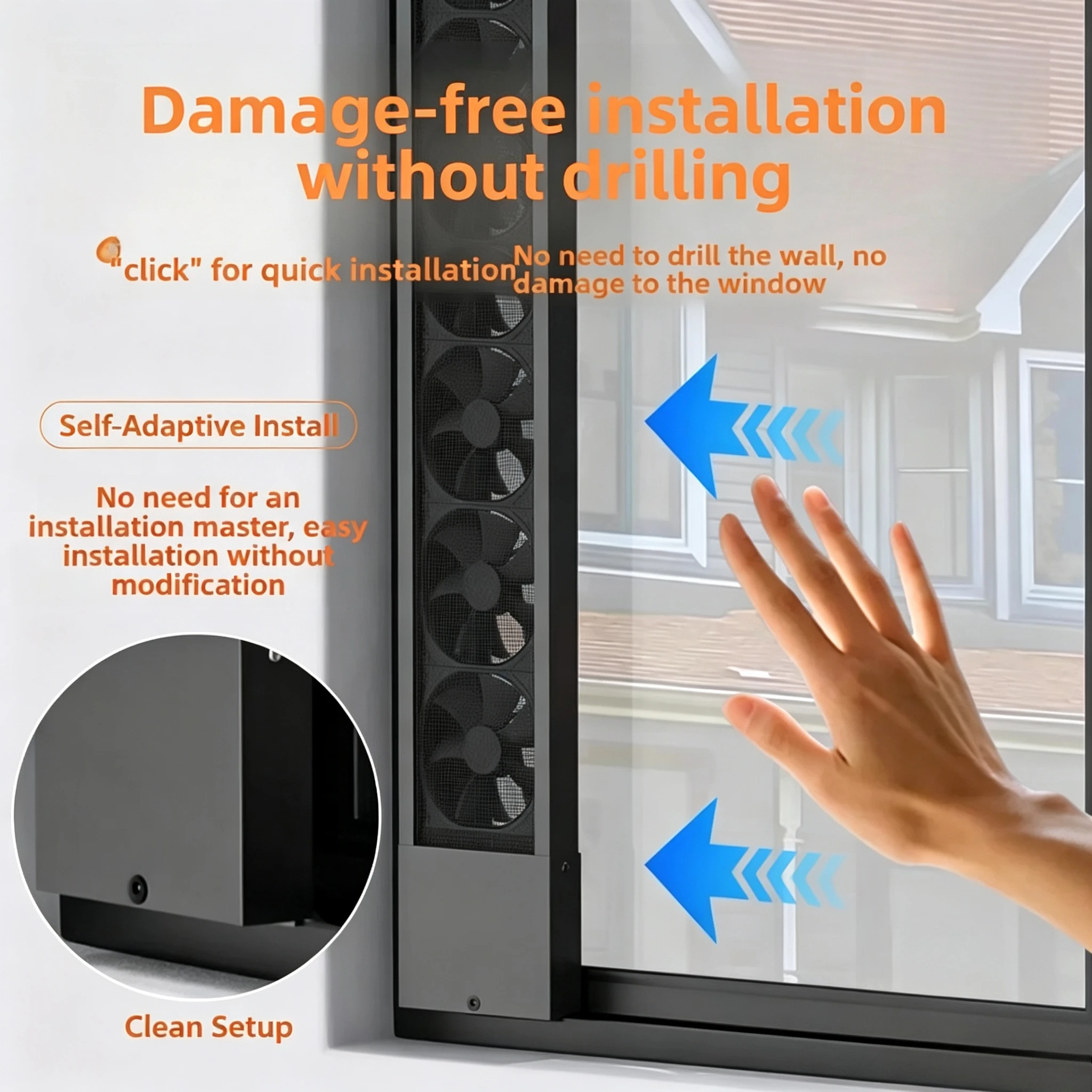 Telescopic Window Mount Exhaust No Drilling Installation Removable Washable Dust ScreenAdjustable Window Ventilation Cooling Fan