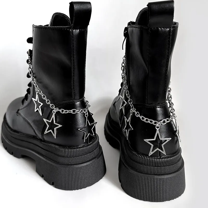 1pcs metal chain sneakers shoes lace charms hanging Accessories for martens boots shoe phone case heart Decorations unisex gifts