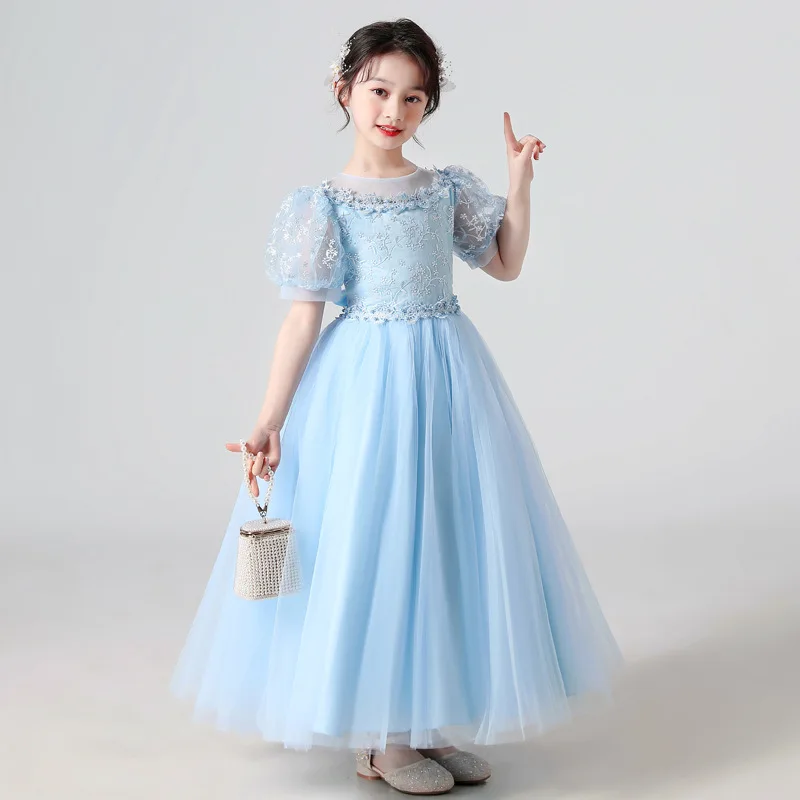 4 5 6 7 8 9 10 11 12 13 14 yrs Kids Dress For Baby Girls Spring Summer Dresses Evening Party Mesh Sleeve Rainbow Princess Dress