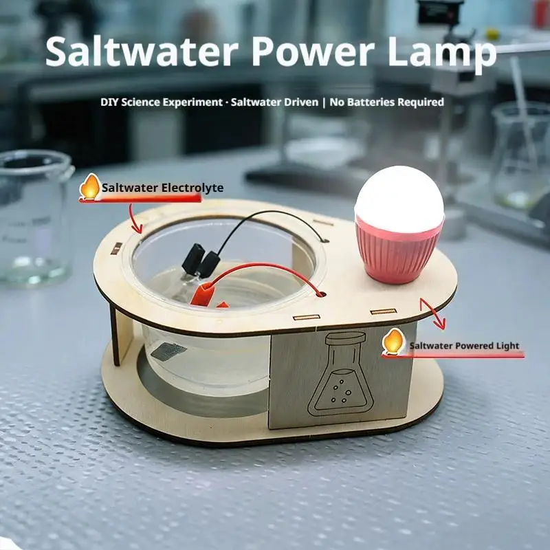 DIY Salt Water Power Generation LED Light STEM Educational Science Kit Electrochemistry Experiment Easy Assembly Learning Toy view 3