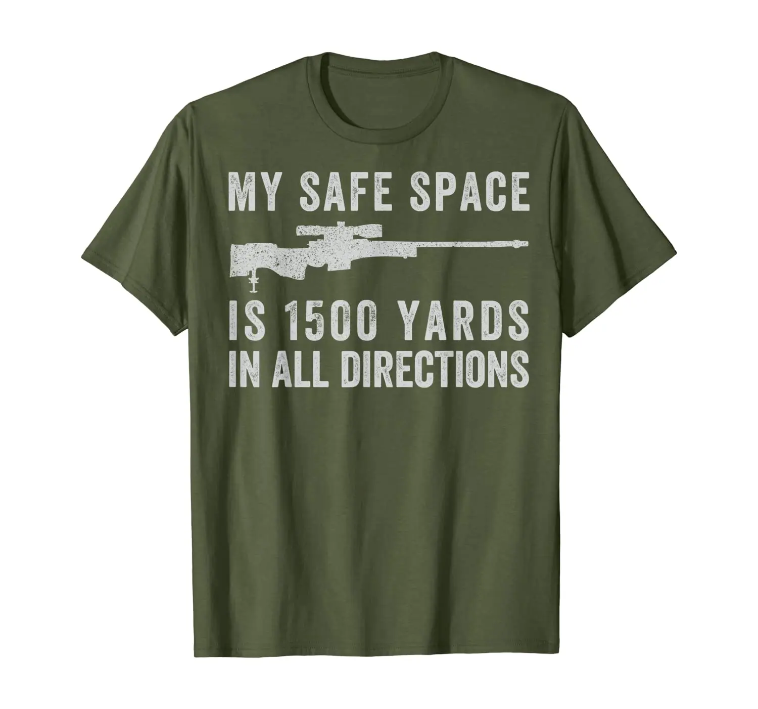 My Safe Spaces Is 1500 Yards. Funny Veteran Sniper T Shirt. Short Sleeve 100% Cotton Casual T-shirts Loose Top Size S-3XL