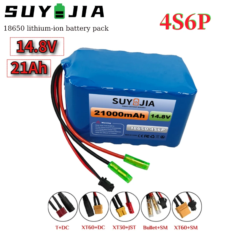 18650 Lithium Ion Battery Pack 4S6P 14.8V 21000mAh Lawnmower Sprayer Battery  BMS for Power Tool Audio Model Aircraft Large Toys