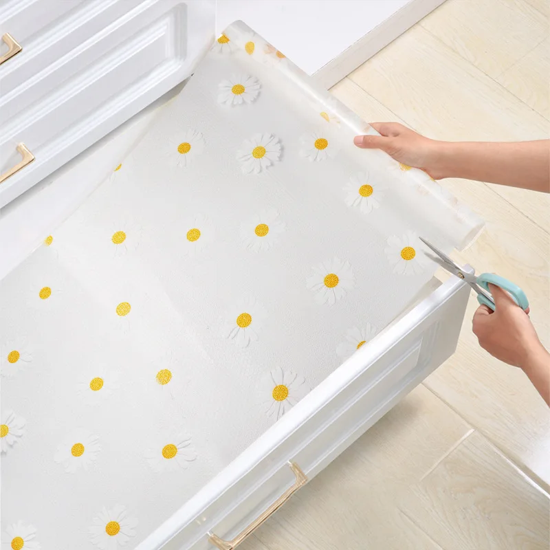 1 Roll Kitchen Cabinet Liners Eva Waterproof Shelf Drawer Mat Non-adhesive Cupboard Mat Anti-slip Anti-dust Fridge Table Pad ﻿