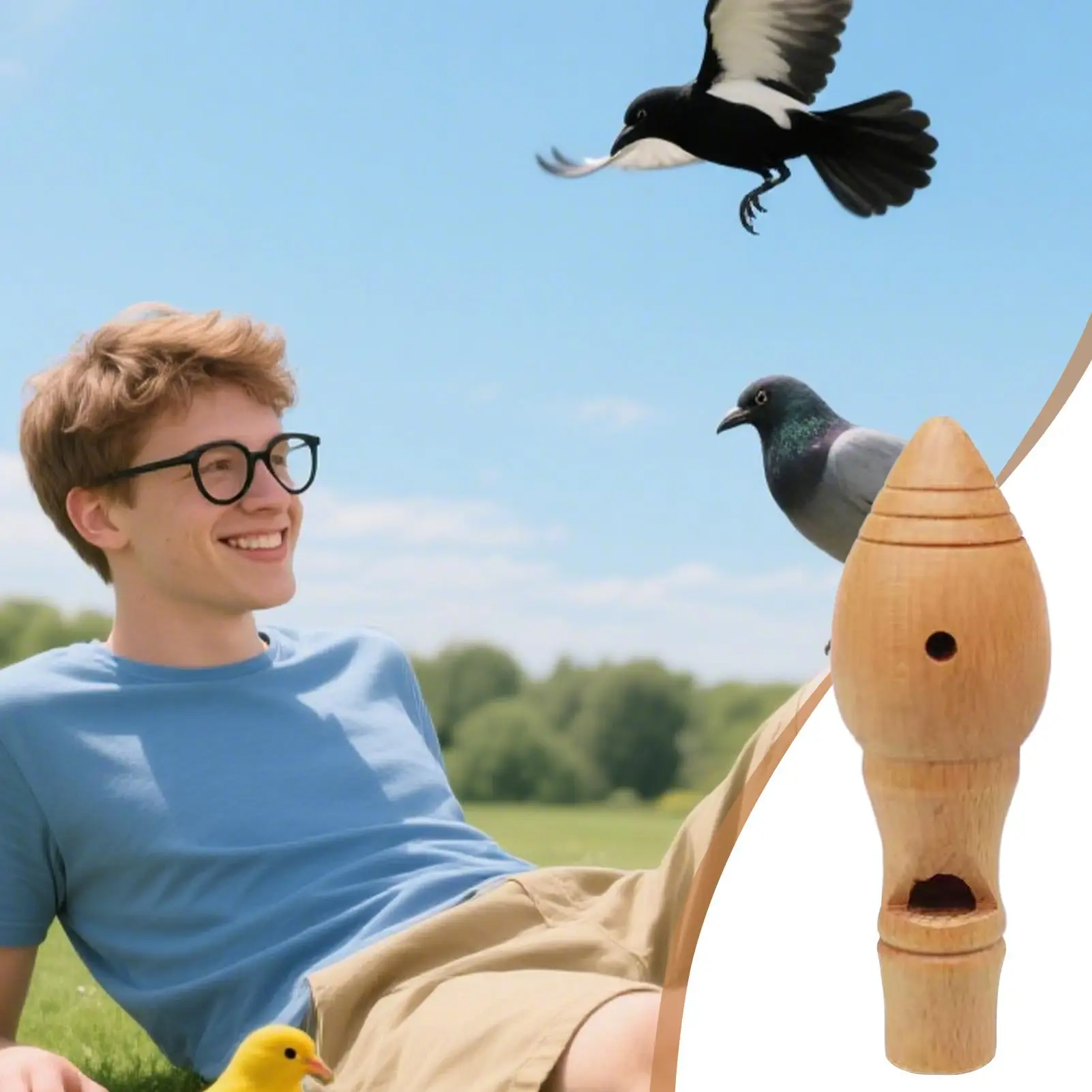 Bird Hunting Whistle - Durable Beech Wood Bird Call with Realistic Bird Sounds, Lightweight for Outdoor Hunting & Music Entertai