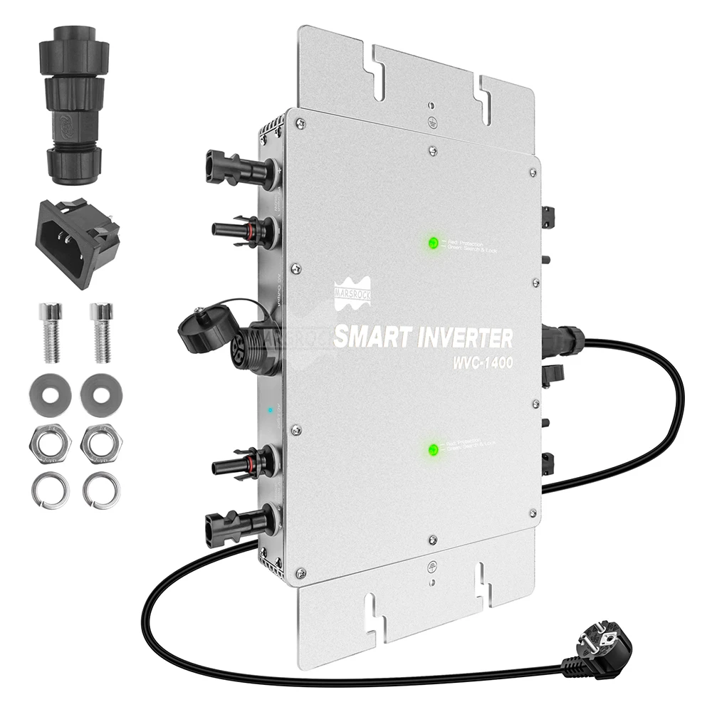 Solar Inverter 22-50V DC to 220V Waterproof IP65 1400W Grid Tie MPPT Micro Inverter Ship From EU Max connect 4 Solar panels