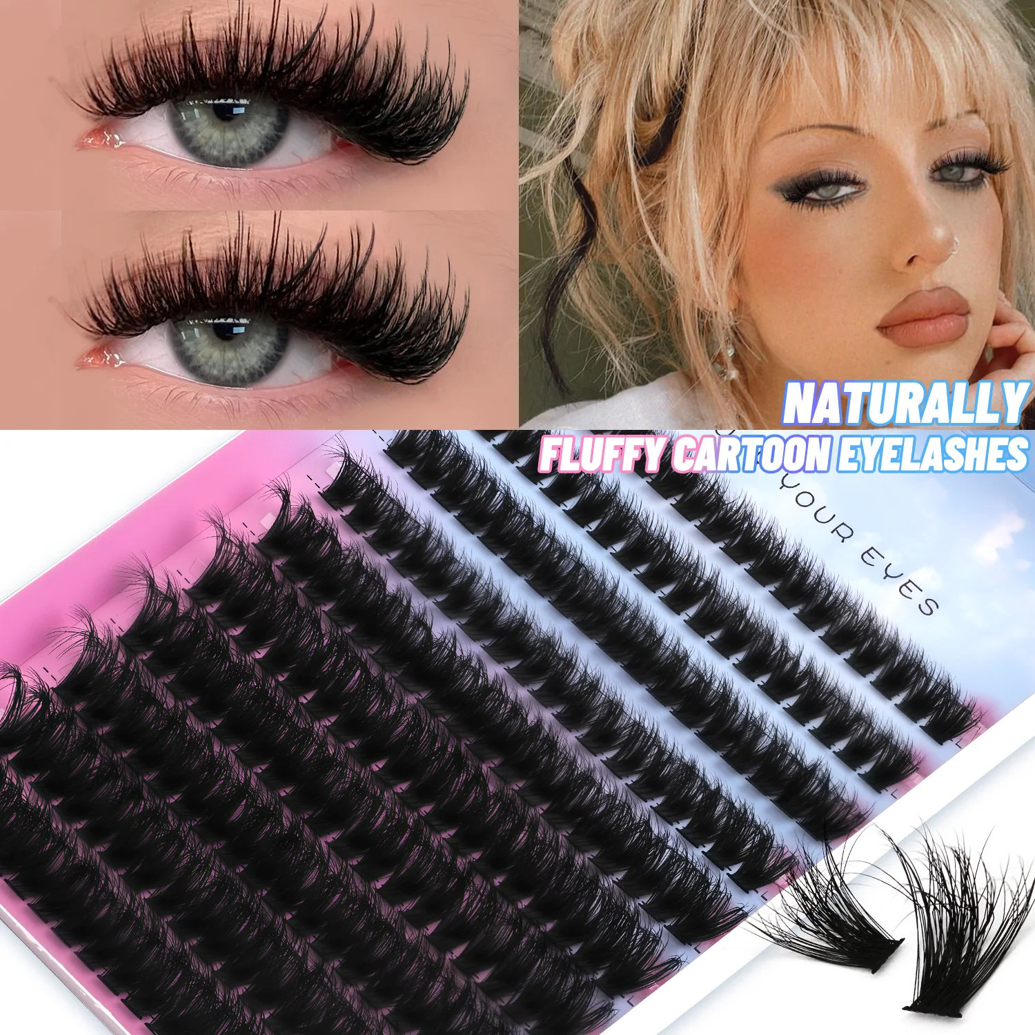 Veltrinay جلدة مجموعات 8-16 مللي متر ثلاثية الأبعاد العنقودية جلدة نظرة طبيعية مختلطة لتقوم بها بنفسك رمش تمديد حجم الرموش الفردية ماكياج