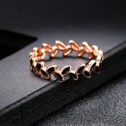 ZHOUYANG Top Quality ZYR183 Oliver Leaf Ring Rose Gold Color Austrian Crystals Full Sizes