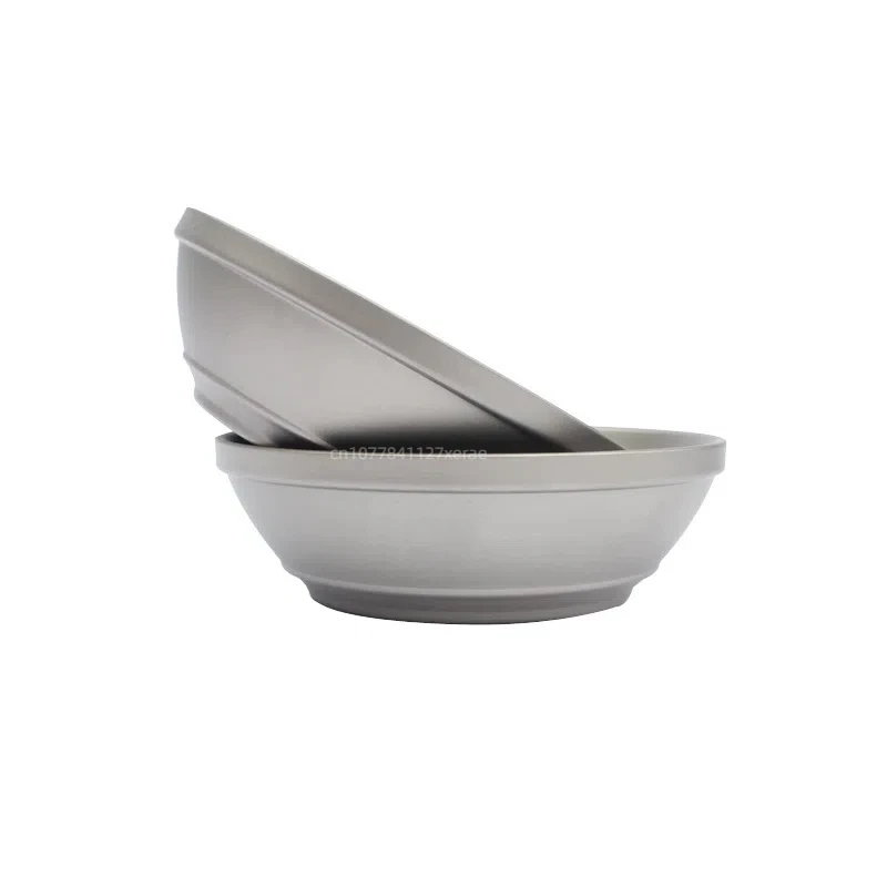 

Двухслойная миска из чистого титана для улицы, портативная, легкая, легко хранить, многофункциональная для путешествий, кемпинга, пикника