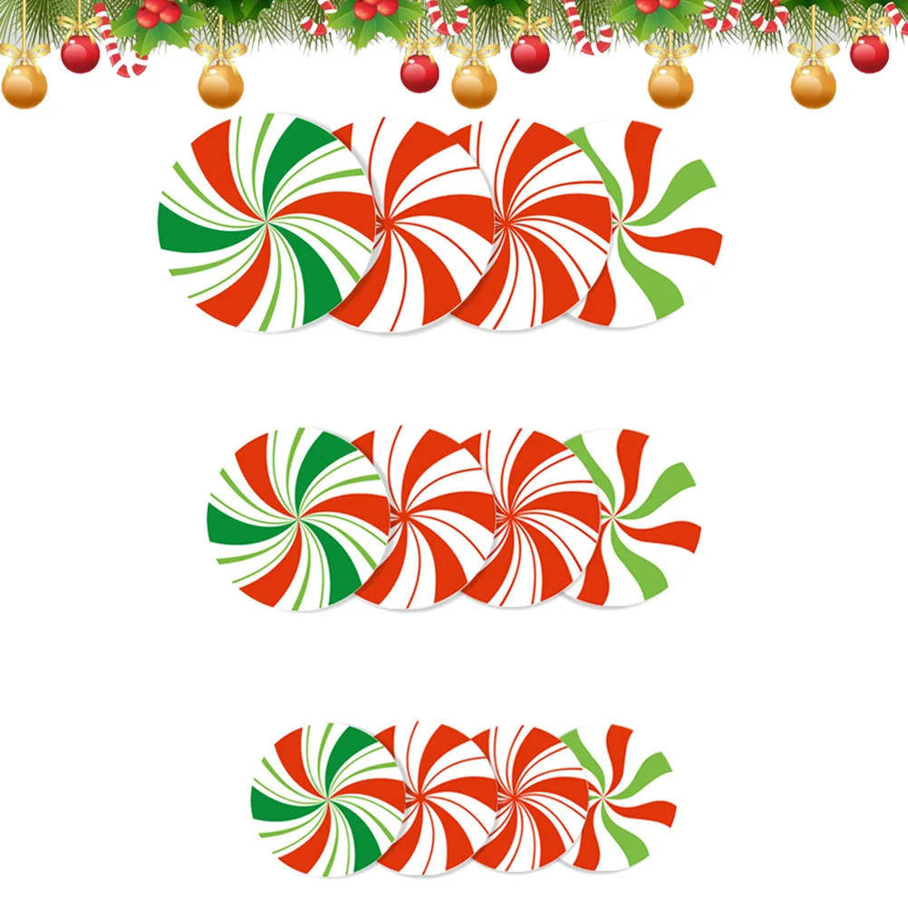 12 قطعة من ملصقات الحلوى على شكل دائري ذاتية اللصق على الأرض شارات جدارية لديكور عيد الميلاد وحفلات المنزل ومهرجان الفصول الدراسية