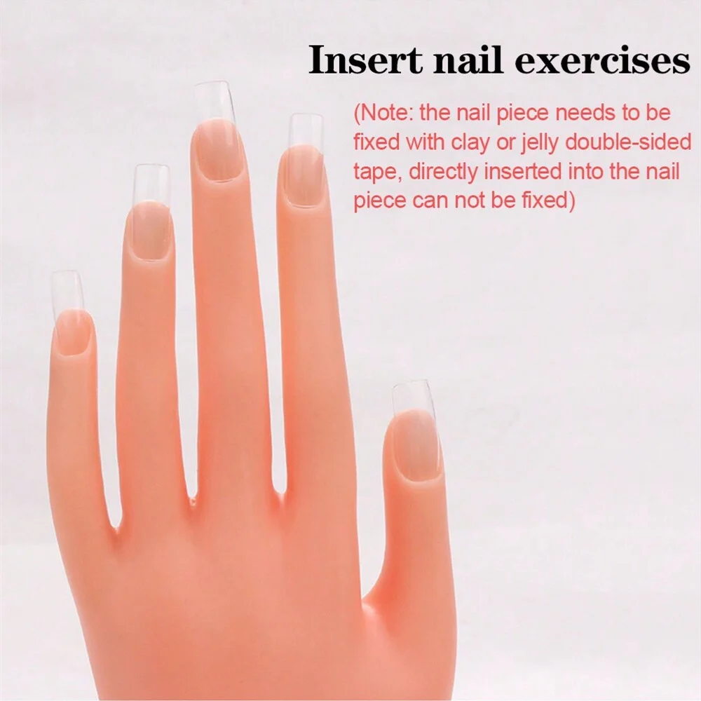 Mano de práctica de uñas de silicona profesional con dedos flexibles y poseibles, modelo de mano de entrenamiento para decoración de uñas, mano falsa izquierda