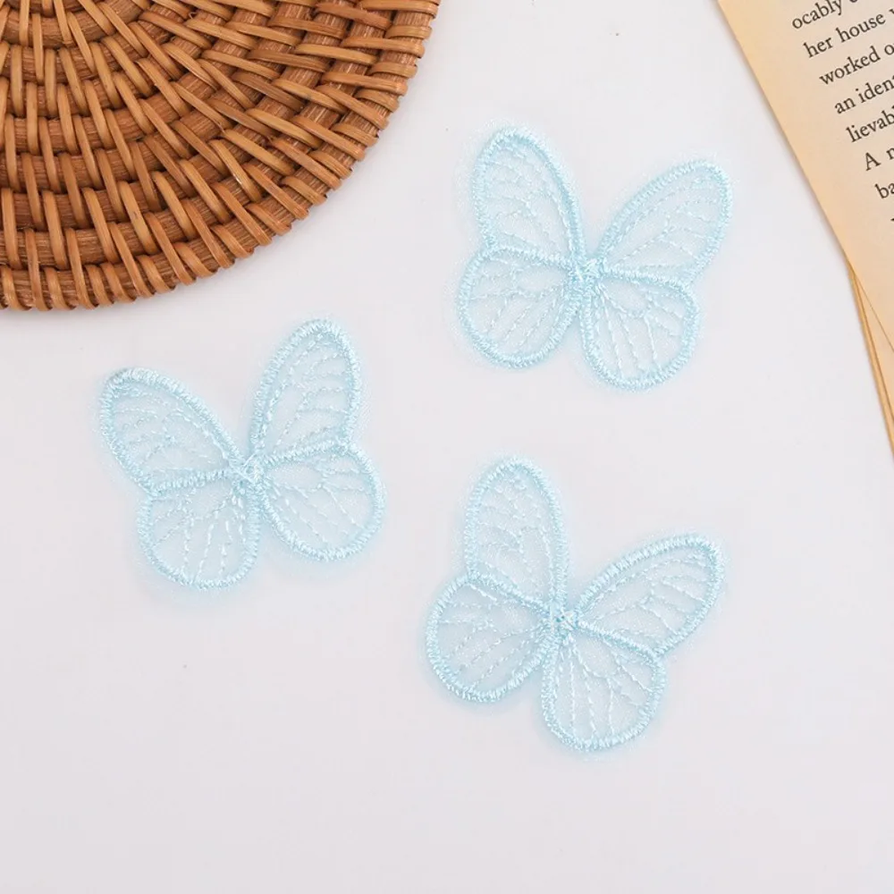 100pcs 4.5CM Embroidery Lace Butterfly Appliques Dreamy 3D Simulation Mesh Butterfly Patch DIY Handmade Chiffon Butterfly