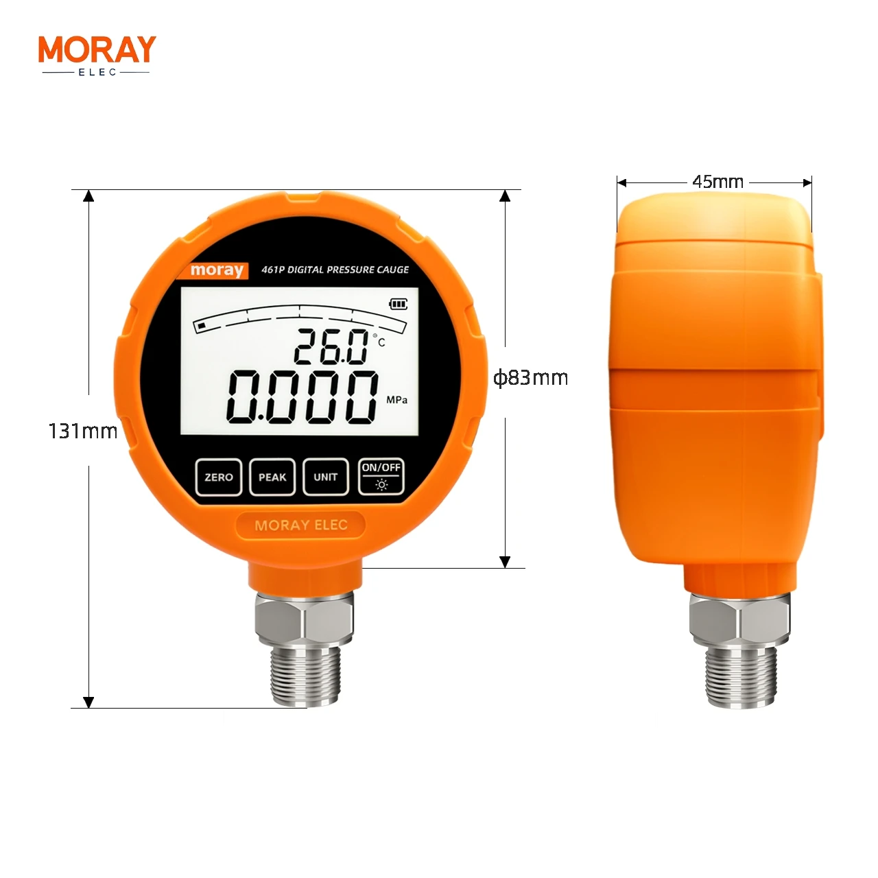 Moray ME461P High Accuracy Digital Hydraulic Pressure Gauge Diaphragm 316L LCD Stainless Steel Gas Liquid Fuel Calibrator