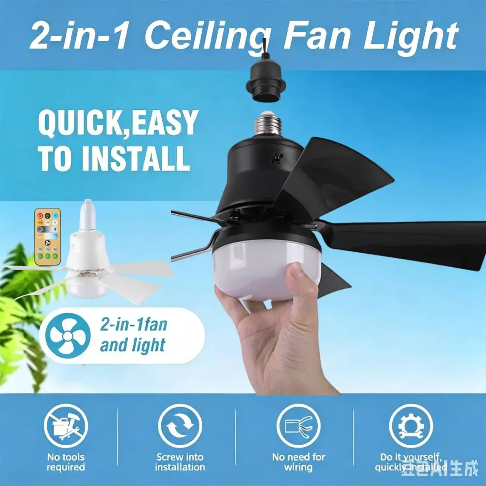 30W Ceiling Fan Lighting Color Temperature Modern Ceiling Mount Remote Control Dimmable Light Smart E27 Led Ceiling Fan Light