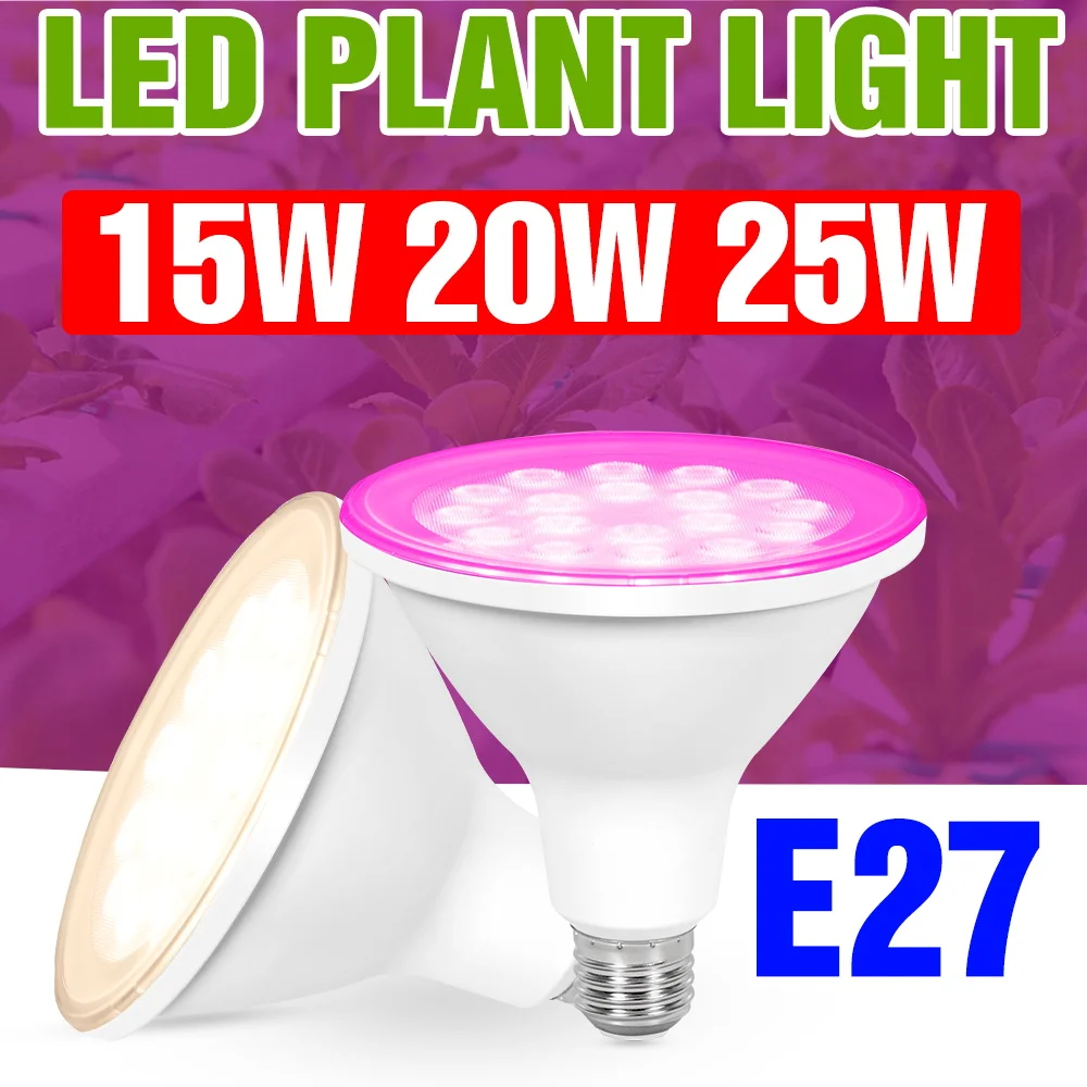 

25W Full Spectrum LED Indoor Plant Light 100-277V Hydroponic Grow Bulbs E27/E26 Greenhous Vegs Fruit Flower Cultivate Lighting