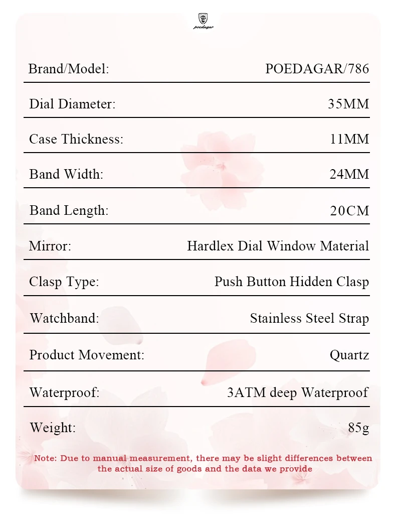 POEDAGAR Elegante Uhren Für Frauen Wasserdicht Leucht Datum Woche Damen Uhr Quarz Edelstahl Frau Mode Armbanduhr – Detail 8