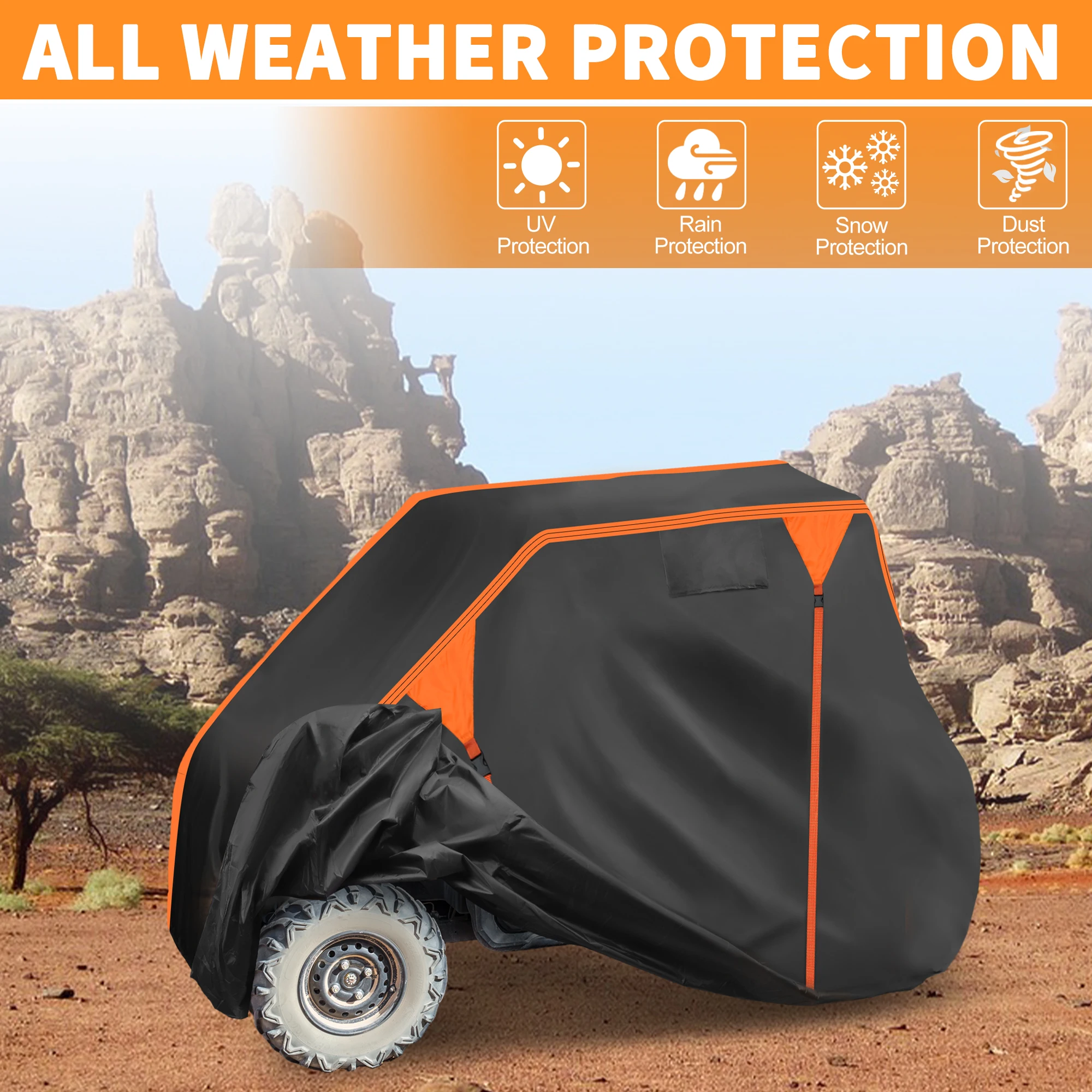 UXCELL Waterproof UTV Cover Side by Side Cover for Honda pioneer-500 Black 210D PU