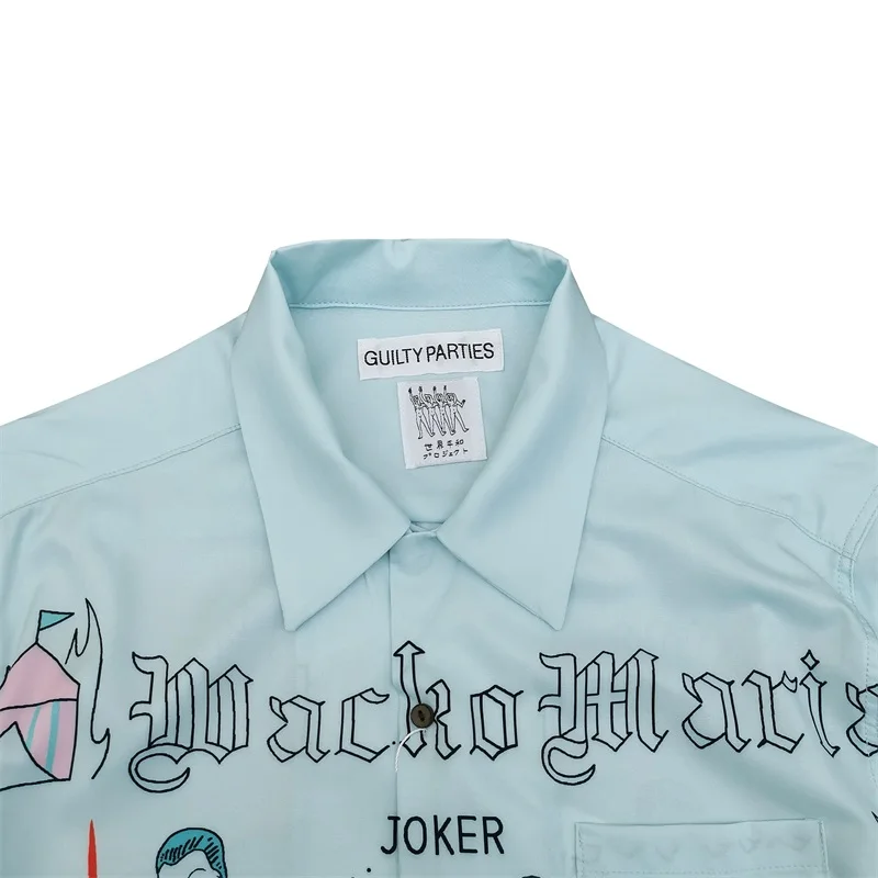 WACKO MARIA Digital Print World Peace Series Hawaii Long Sleeve Shirt Mens Womens Casual Loose High-end Shirt Fall Tops