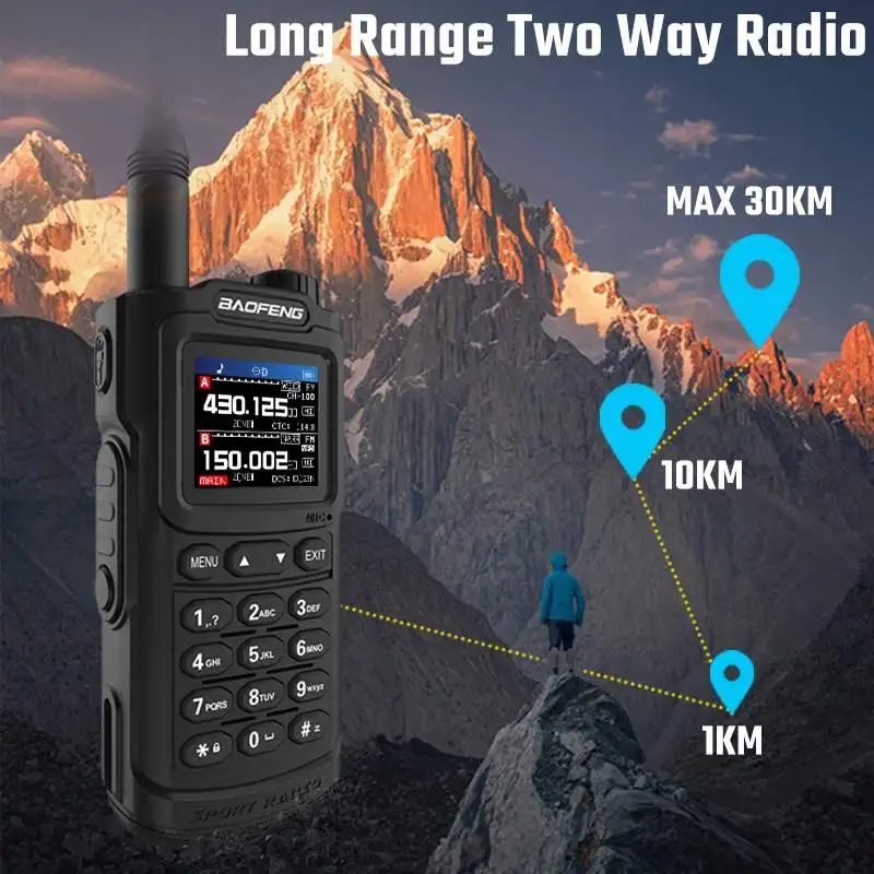 UV-20 Long Range UV Walkie Talkie with 1.77inch TFT HD LCD Display 1000 Channels Type-C IP54 Waterproof High Power Handheld