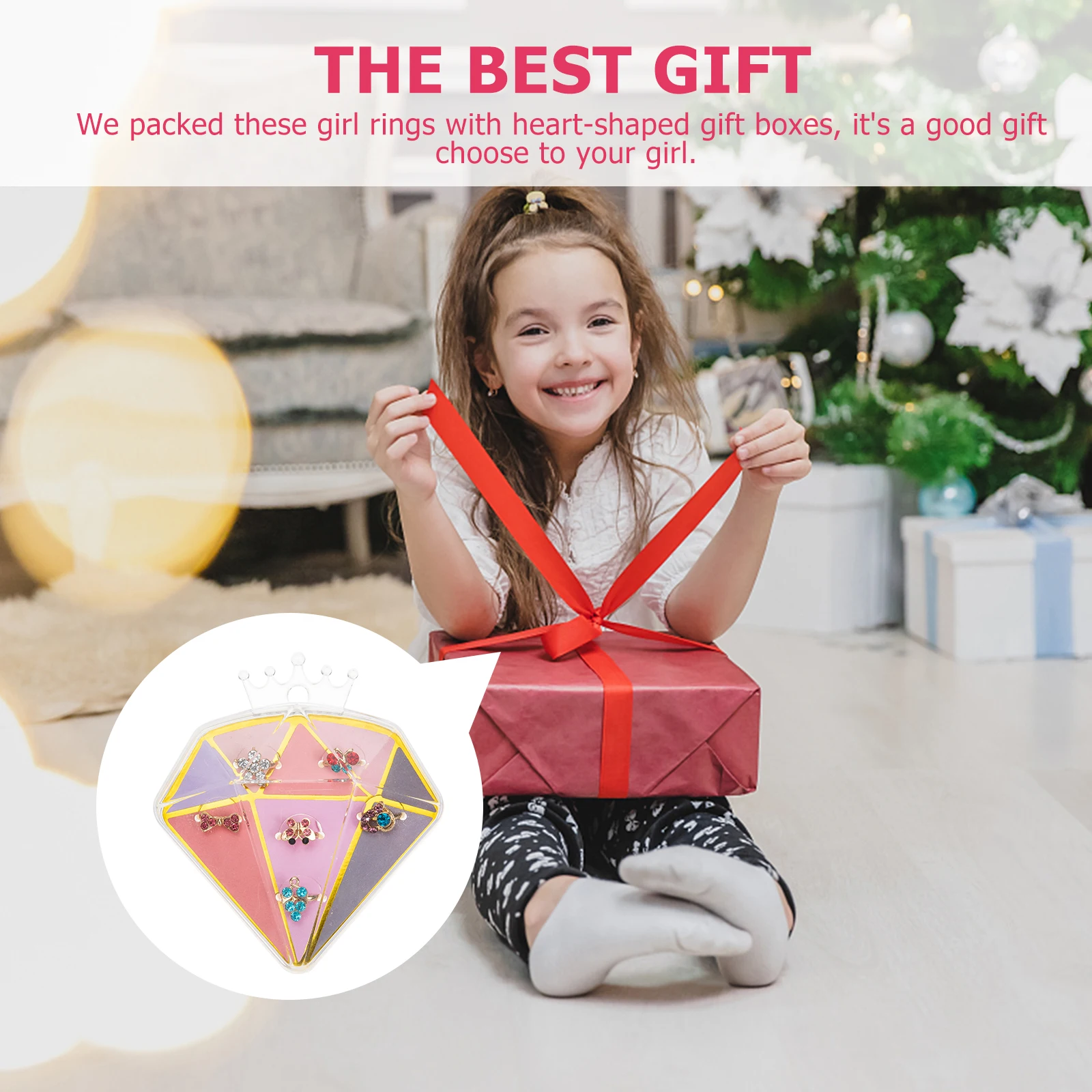 

6 Pcs Princess Ring Gifts Jewelry for Kids Girls Rings Rhinestone Alloy Finger Child