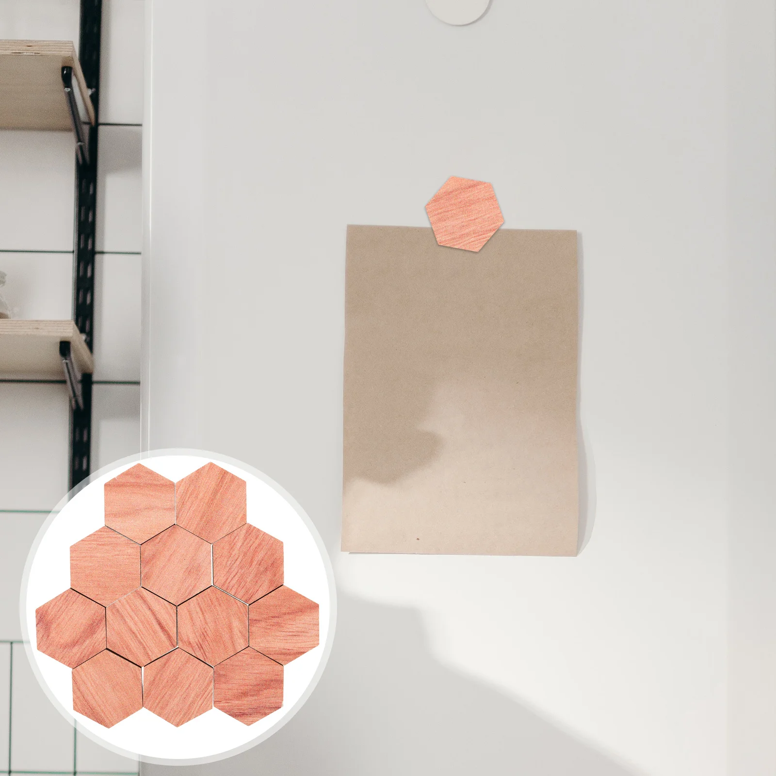 

12Pcs Magnetic Wooden Hexagonal Refrigerator Magnets Fridge Stickers Cute Kitchen Office Whiteboard Decorative Accessories