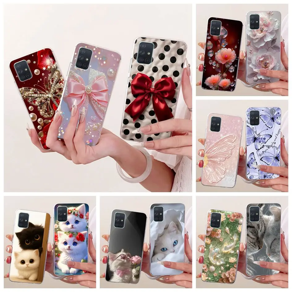 Funda para Samsung Galaxy A71 A51 A31, Funda A715F A515F A315F con bonito lazo, Funda de silicona suave para Samsung A51 5G SM-A516B
