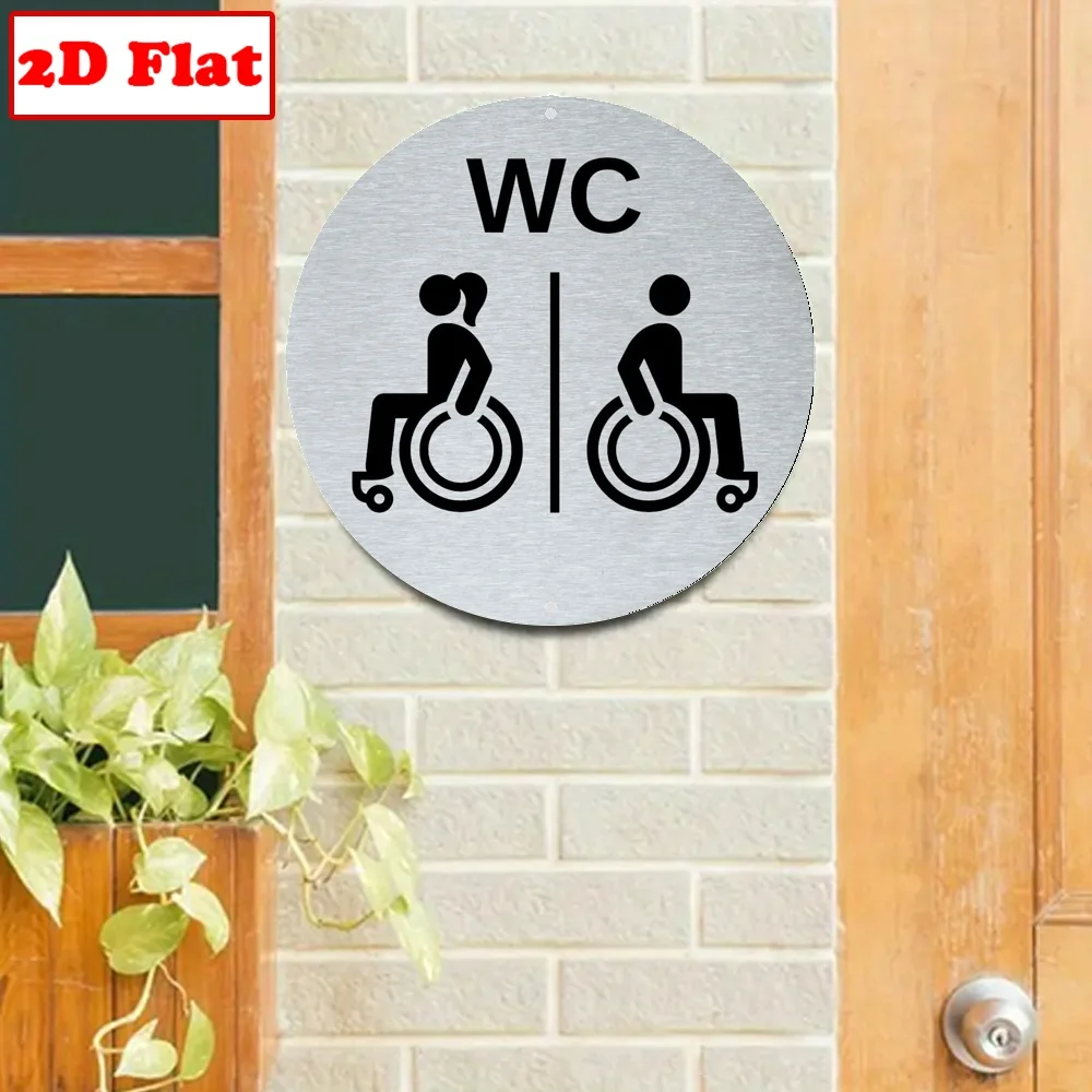 CIFBUY Modern Aluminum Wall Art Waterproof Durable Restroom Sign ADA Compliant Wheelchair Accessible Bathroom WC Icon Indoor Out