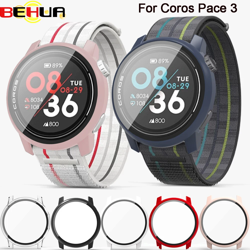 2in1 Full Protective Glass Case For Coros Pace 3 Smartwatch Screen Protector Cover Shell Cases with Tempered Glass Film Coverage