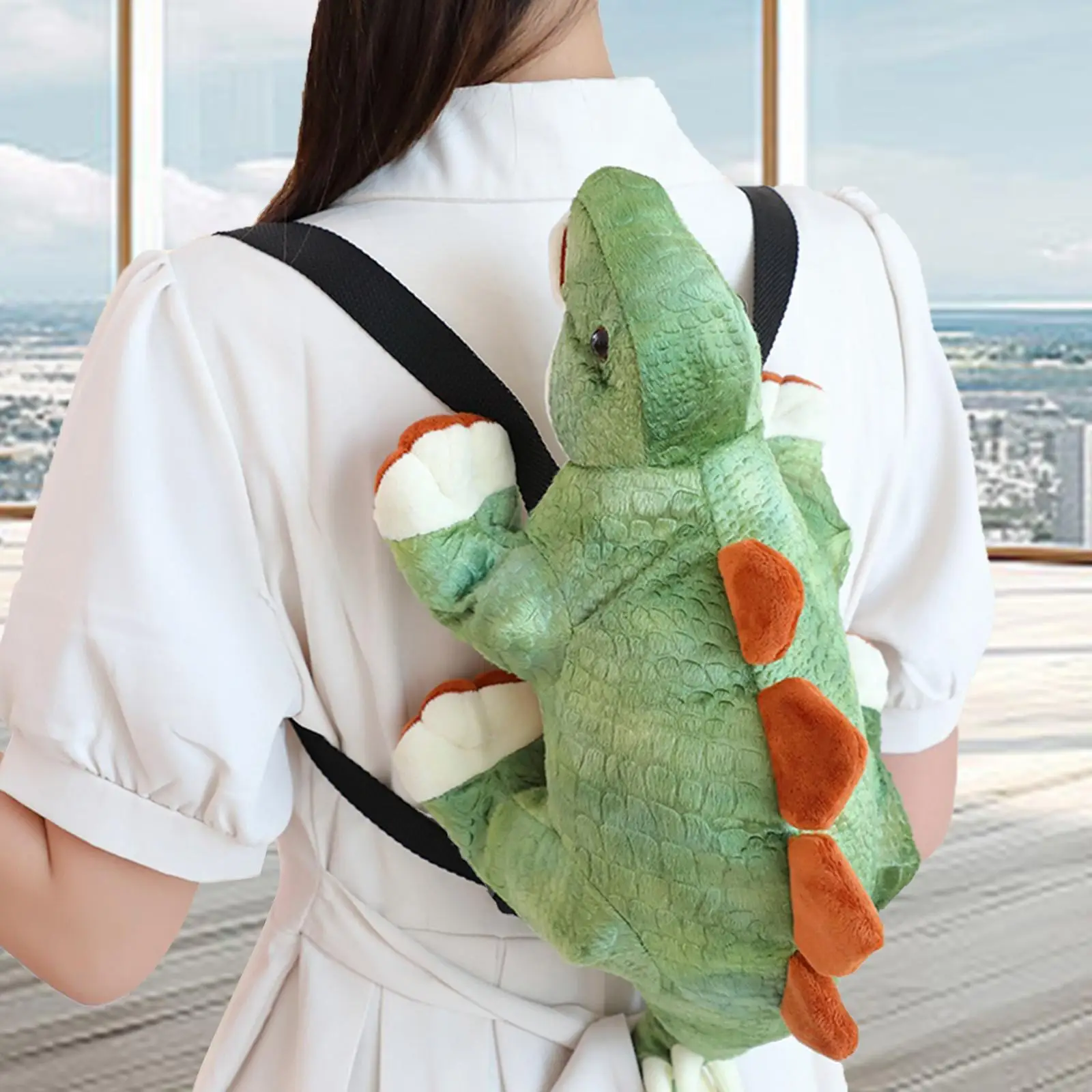 Mochila De felpa de dinosaurio de dibujos animados con correas ajustables, mochila de Animal de regalo, bolsa informal para vacaciones, fiesta, compras, viajes, Camping