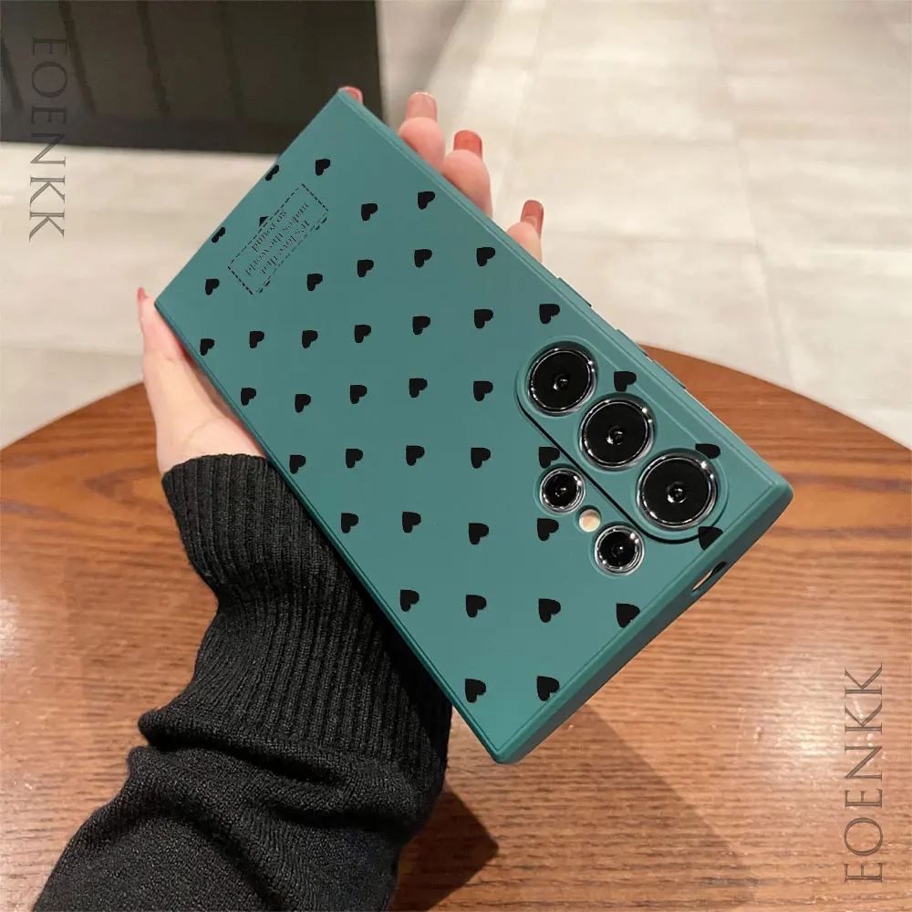 Funda de teléfono con diseño de corazón de amor negro para Samsung Note 10 20 Lite Pro Galaxy S25 S24 S23 S22 S21 S20 Ultra FE Plus funda de silicona