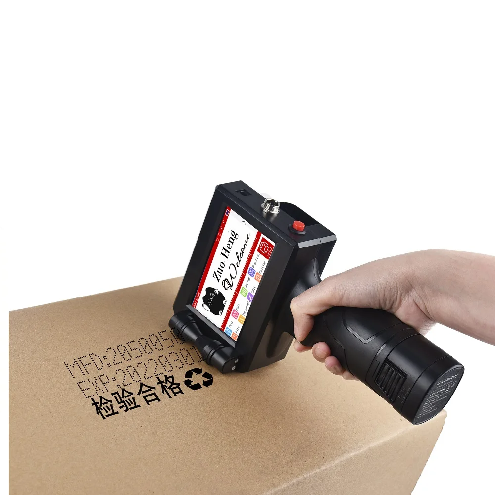 Battery powered semi-automatic 12.7mm 0.5 inch handheld inkjet printer for valid period barcode box  printers