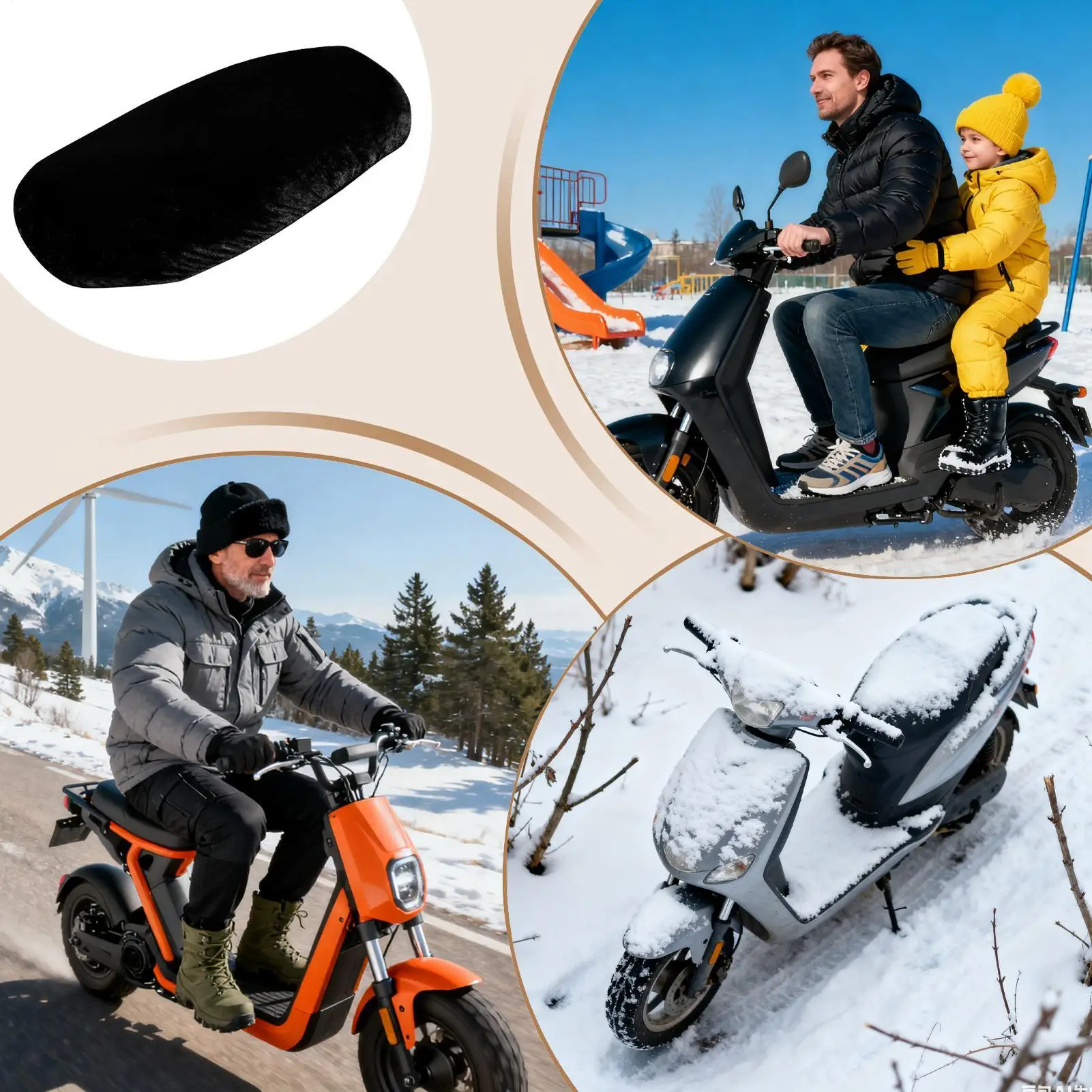 

Scooter Seat Cover Plush Warm Cover For Motorcycle Breathable Warm Cushion For ATV Moped Scooter Adventure Outdoor Snow Cold