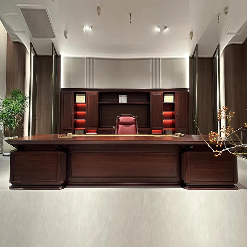 Ästhetischer Chefschreibtisch aus Holz mit Stauraum, robust, groß, Luxus-Büroschreibtische, Holzschubladen, moderne Mesa De Escritorio-Büromöbel