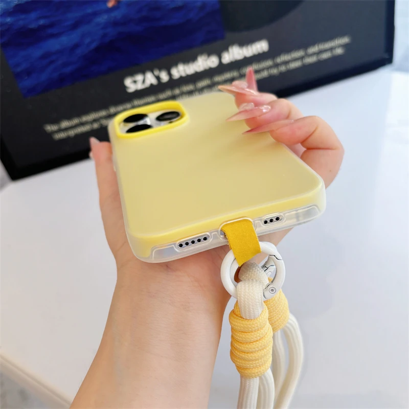 Funda de teléfono para Samsung Galaxy A17 A56 A36 A26 A16 5G A55 A35 A25 A15 A54 A34 A24 A14 4G Color doble capa 2 en 1 funda con cordón