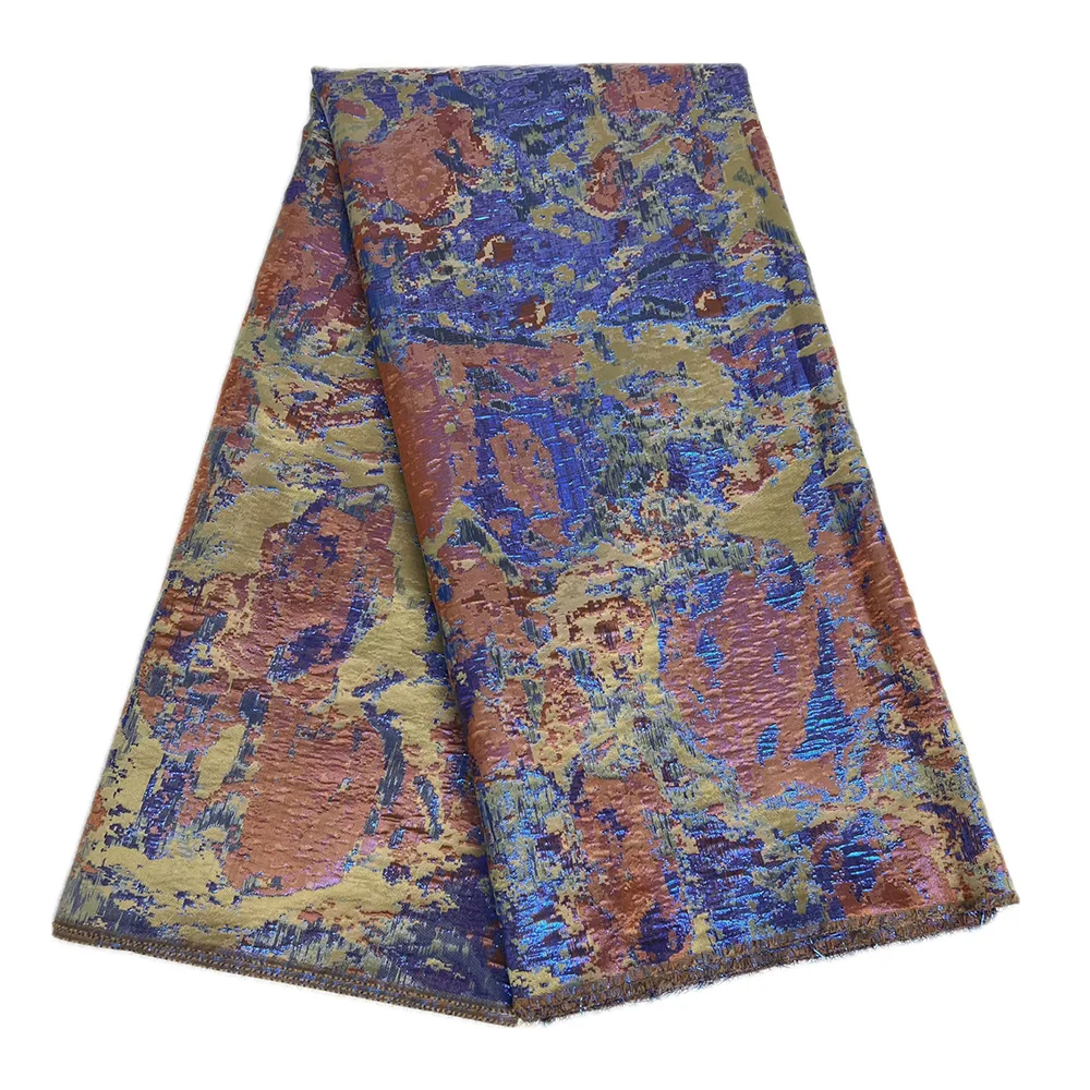 Nigeria Latest 2025 Brocade Lace Fabric Hot Sale 5 Yards For Sewing Women Wedding Dresses Jacquard Brocade Gilding Lace Fabric