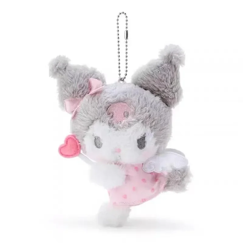 Kawaii Anime Hellokittys Keychain Pendant Angel Plush Doll Cartoon Melodys Kuromi Cinnamoroll Cute Girl Handbag Decoration Gift