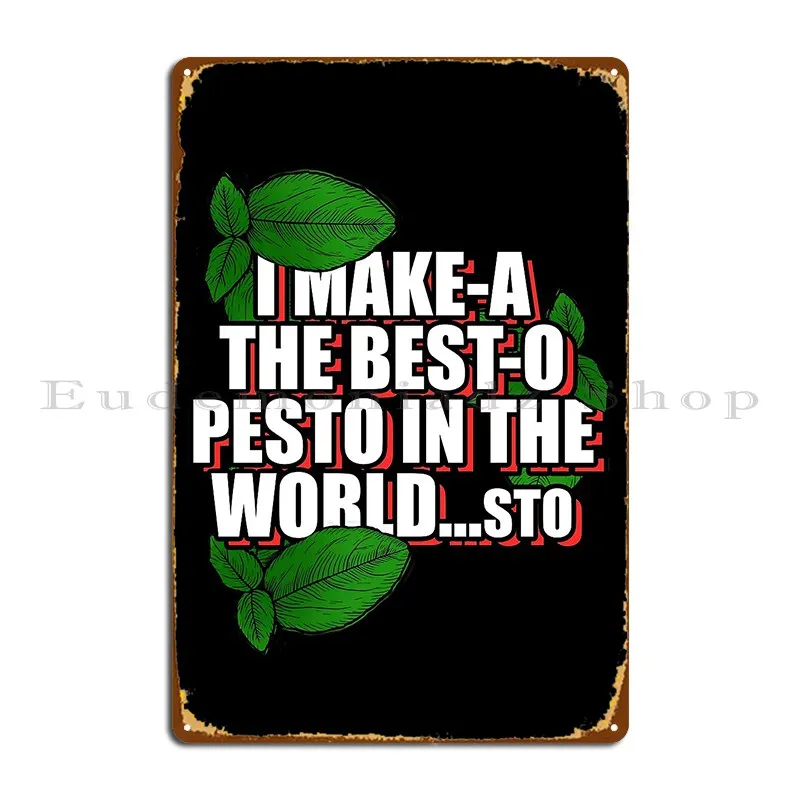 World S Best Pesto Green Italian Food Garlic Parmesan Basil Metal Plaque Cinema Designing Wall Decor Cinema Tin Sign Poster