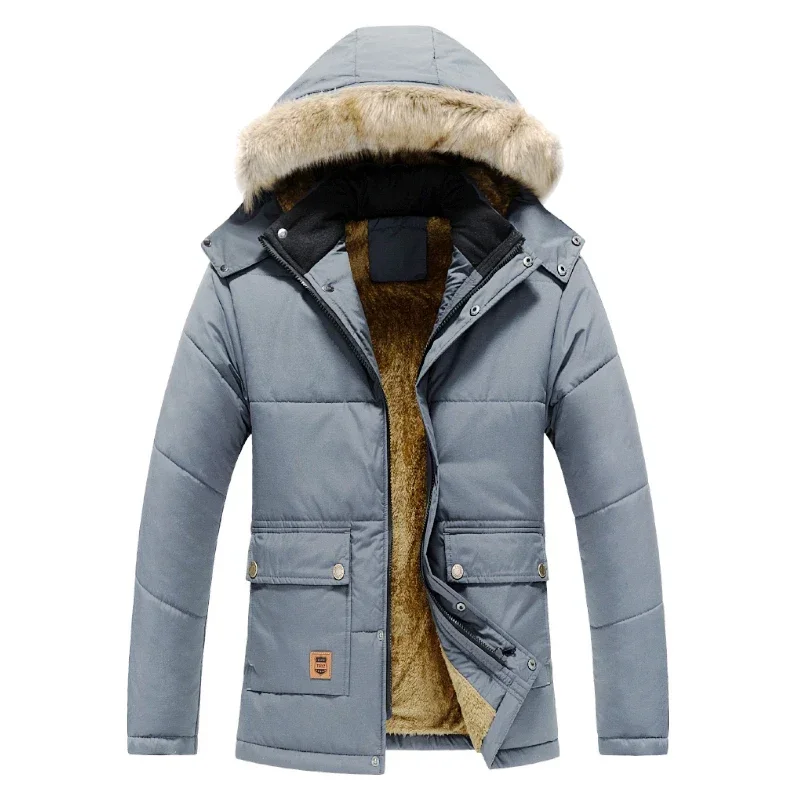 

Men winter Fashion Casual Parkas Men 2024 Winter New Warm Thick Fleece Parkas Men Windproof Hooded Fur Collar Parka Jacket Coat