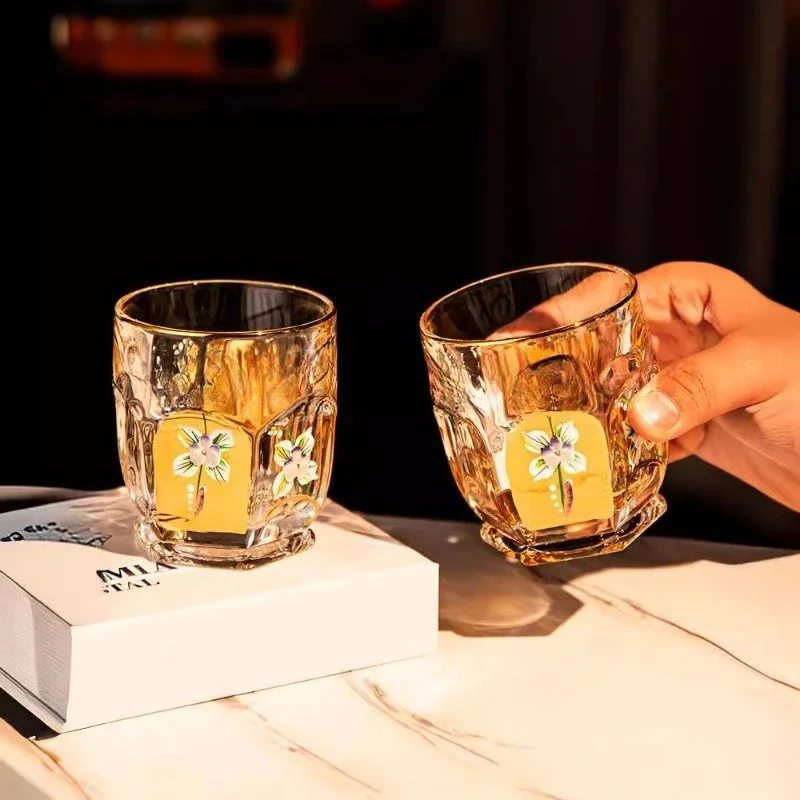 Crystal glass light luxury gold-painted whiskey cup foreign wine cup water glass wine bottle set