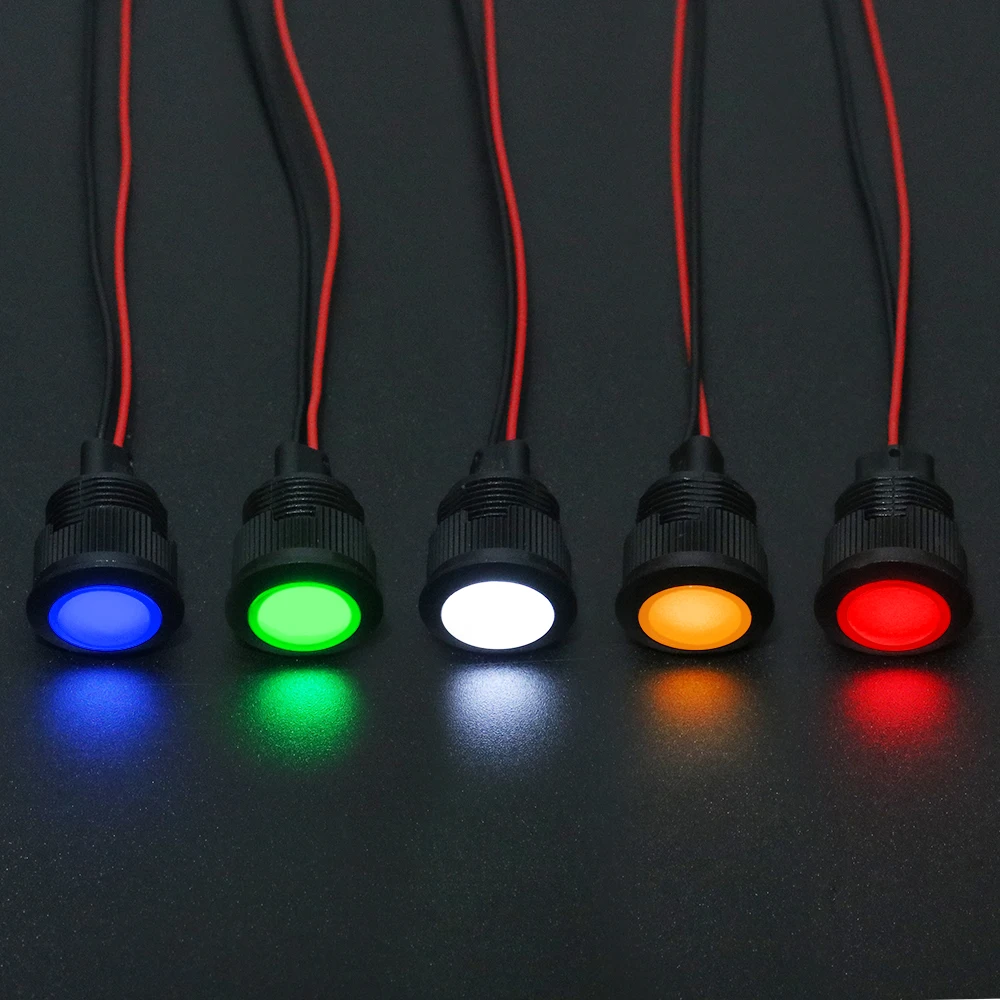 1pc 16mm Spherical Oxidized Black Plastic Indicator Light Mini LED Pilot Signal Lamp 6V12V 24V 220V with Wire Red Yellow Blue