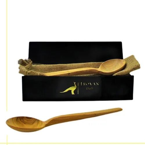 Wooden Tableware Boxwood and Olive Wood 30 Cm Wooden Spoon Set With Wooden Box Christmas Handmade Honey İce Cream Free Shipping